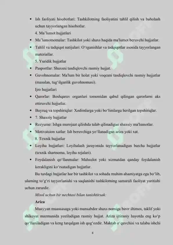 Ish yuritish asoslari 8