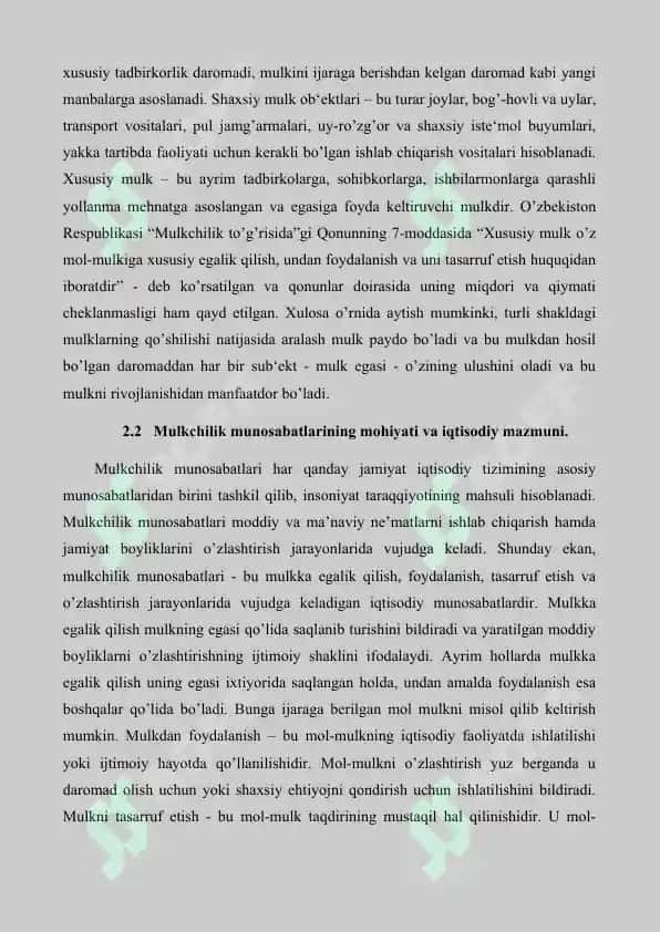 Mulkchilik shakllari o'zgarishlarining yo'llari va shakllari 4