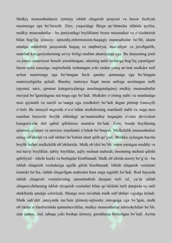Mulkchilik shakllari o'zgarishlarining yo'llari va shakllari 7