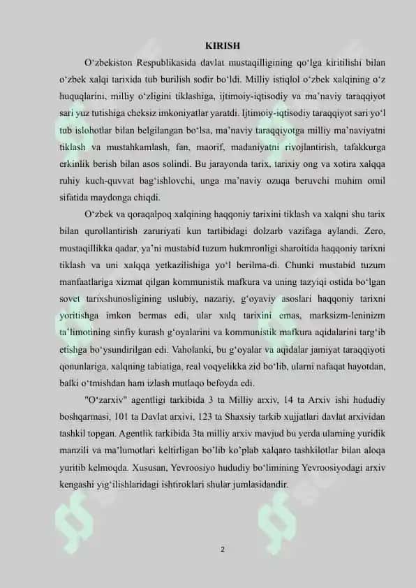 O‘ZBEKISTON RESPUBLIKASI “O‘ZARXIV AGENTLIGI”NING YEVROOSIYO HUDUDIY BO'LIMIGA A’ZO BO‘LISHI VA YEVROOSIYODAGI ARXIV KENGASHI YIG‘ILISHLARIDAGI ISHTIROKLARI 2