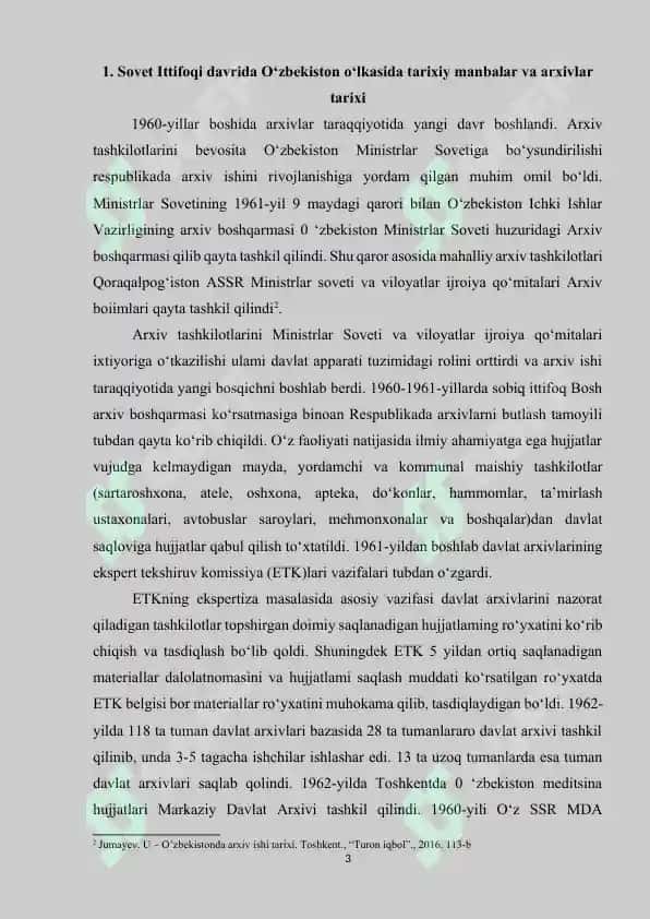 O‘zbekiston Respublikasi Milliy Arxiv fondining hujjatlari bilan ishlash tartibi va uni boshqarish 3