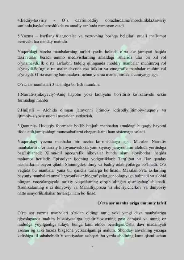 O'RTA ASRLAR tarixi 7