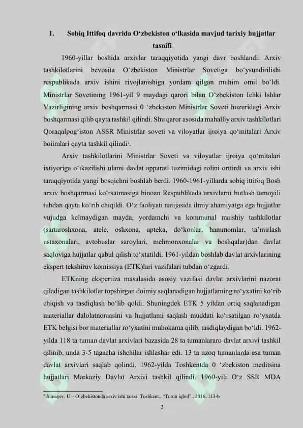 O‘zbekistonda Milliy arxivida saqlanayotgan tarixiy hujjatlar tasnifi 3