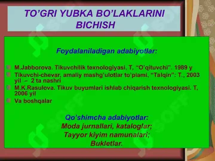 TO’GRI YUBKA BO’LAKLARINI BICHISH 4