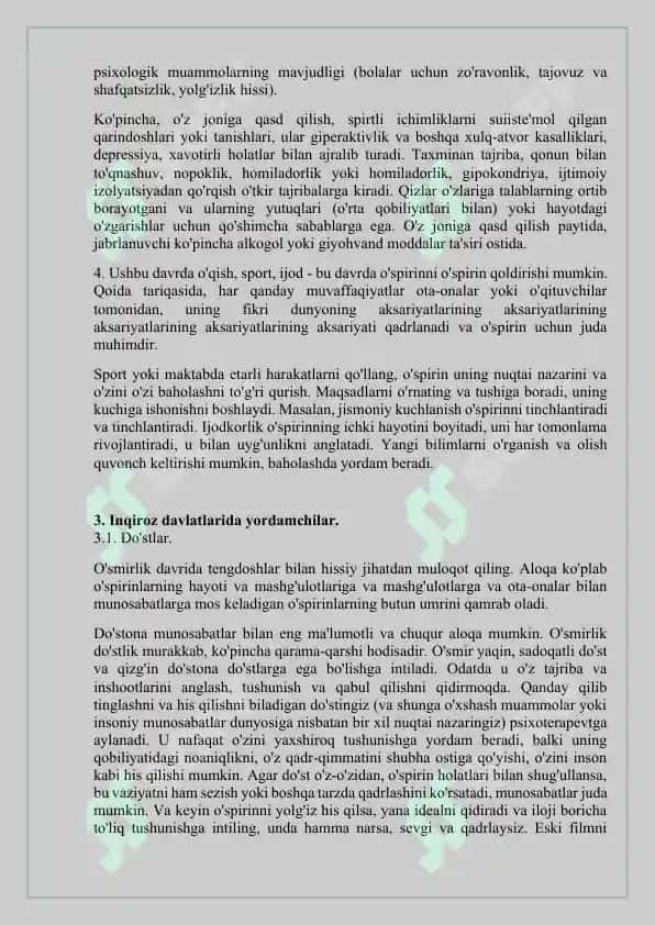 O’SIRNING NIZOLI XULQ-ATVORINI GURUHGAGI TENGDOSHLARI MUNOSABATIGA ALOQADORLIKNI TADQIQ QILISHI 7