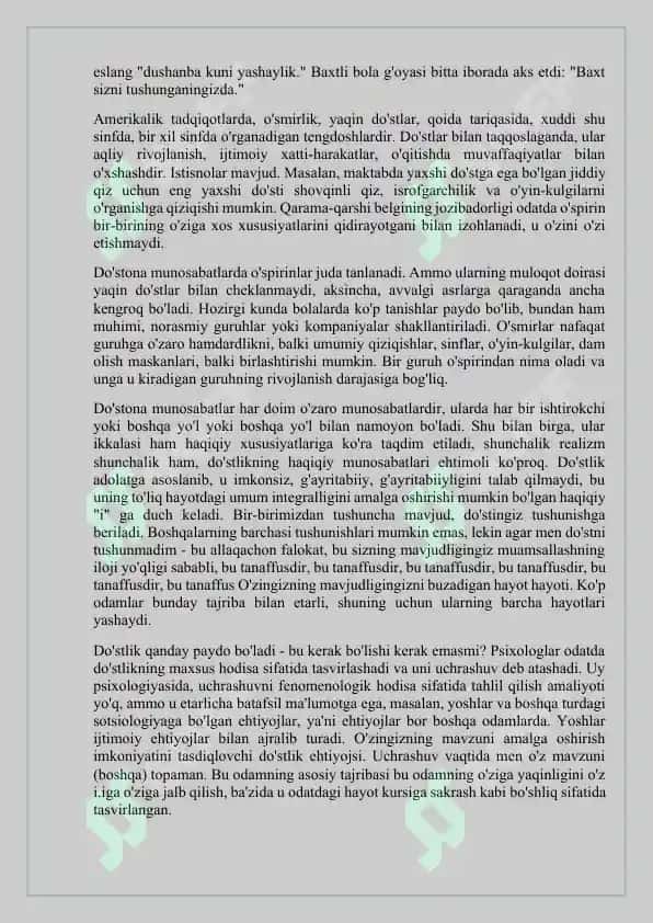 O’SIRNING NIZOLI XULQ-ATVORINI GURUHGAGI TENGDOSHLARI MUNOSABATIGA ALOQADORLIKNI TADQIQ QILISHI 8