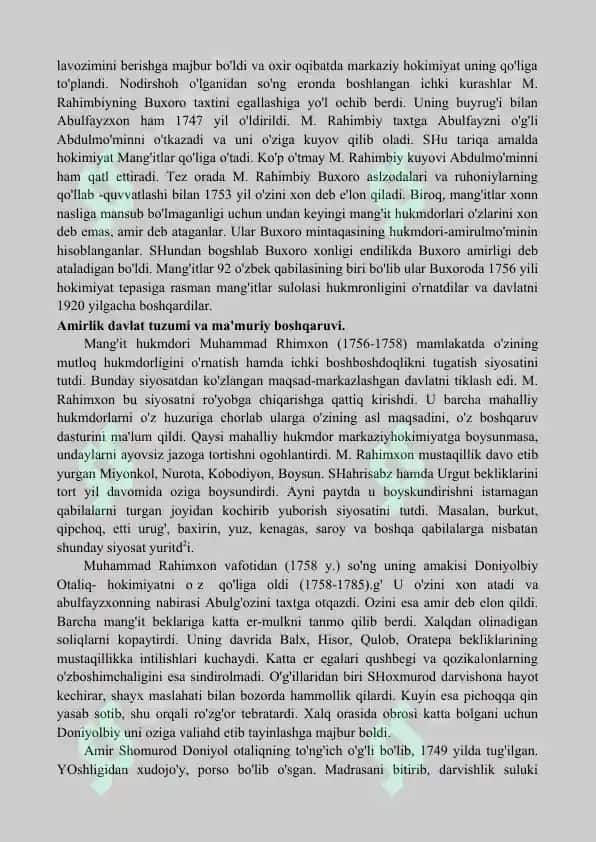 Buxoro amirligining tashkil topishi 4