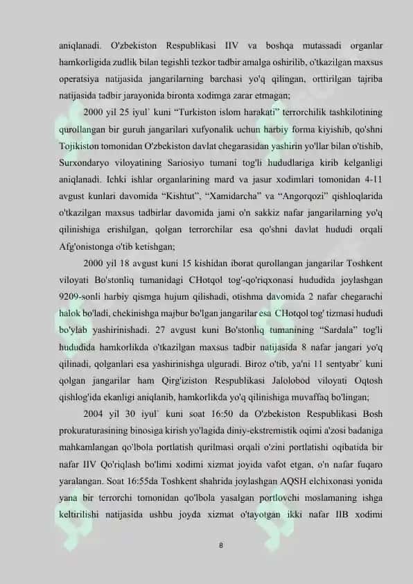 O‘ZBEKISTON RESPUBLIKASI ICHKI ISHLAR VAZIRLIGI 8