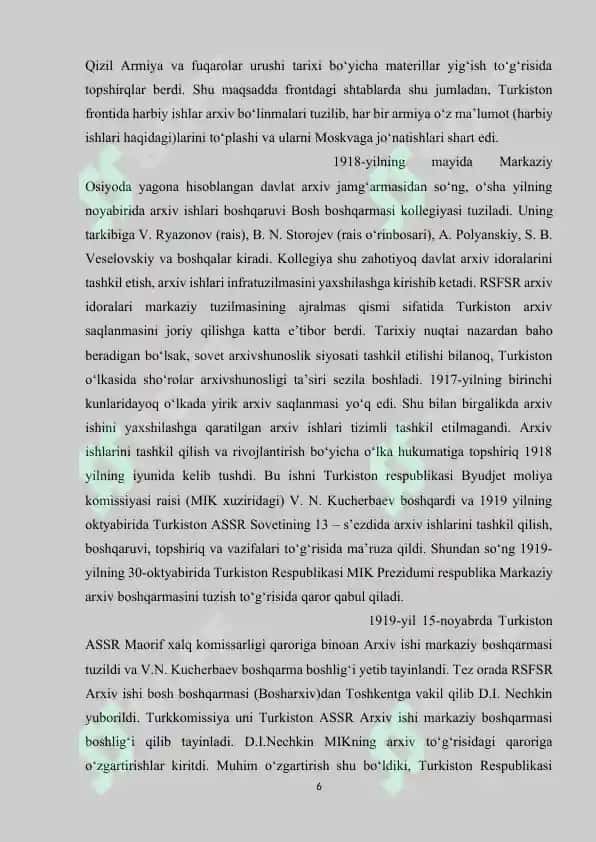 TURKISTON ASSRda ARXIV ISHI TARIXI 6