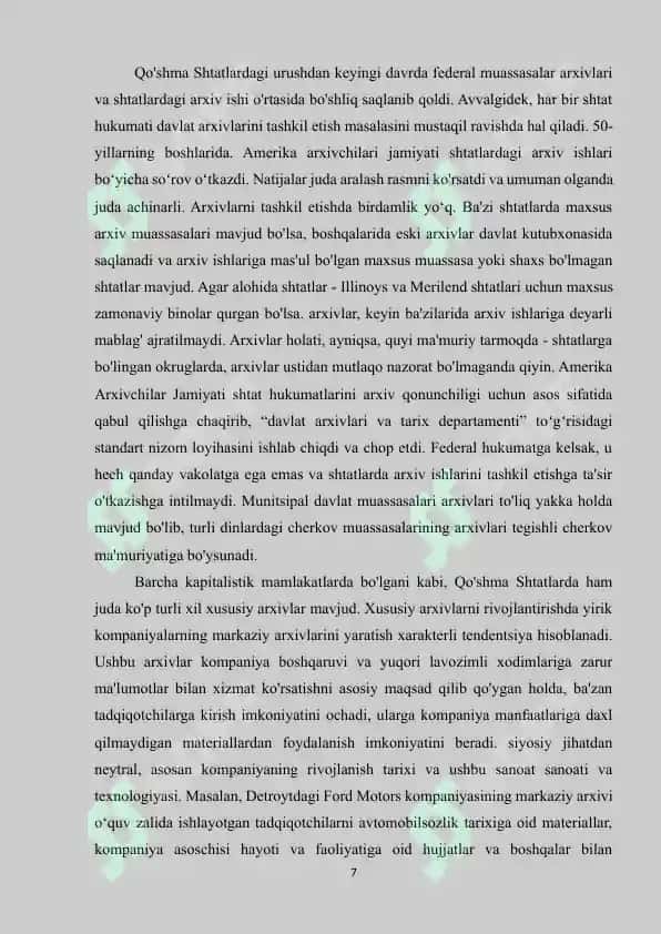 AQSH ZAMONAVIY ARXIV TIZIMI 7