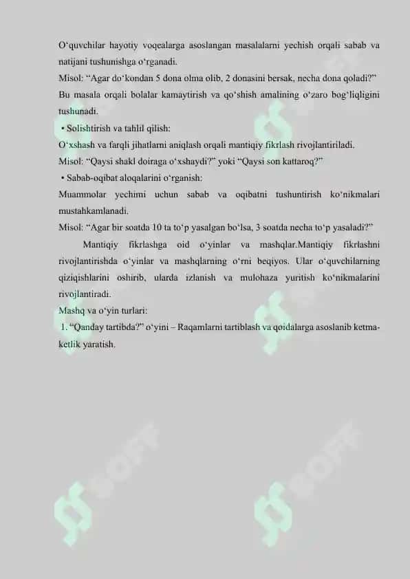 Boshlang‘ich sinf matematika darslarida mantiqiy fikrlashga oid mulohaza yuritish 3