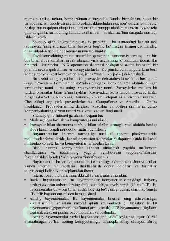 Internet tarmoqlarida axborot makoni haqida tushuncha berish. Elektron pochtalar bilan ishlashni o‘rgatish. 3