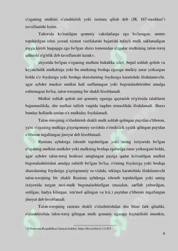 O‘ZLASHTIRISH YOKI RASTRATA YO‘LI BILAN TALON  TAROJ QILISH 5
