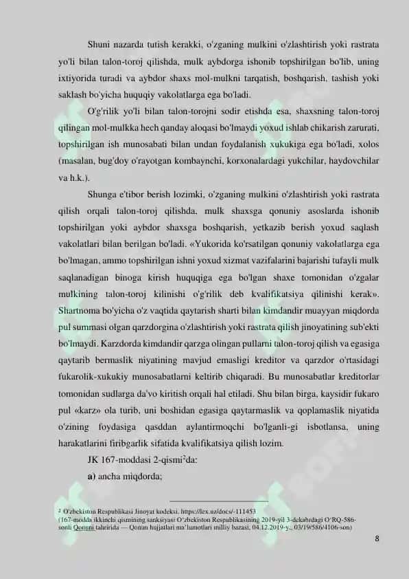 O‘ZLASHTIRISH YOKI RASTRATA YO‘LI BILAN TALON  TAROJ QILISH 7