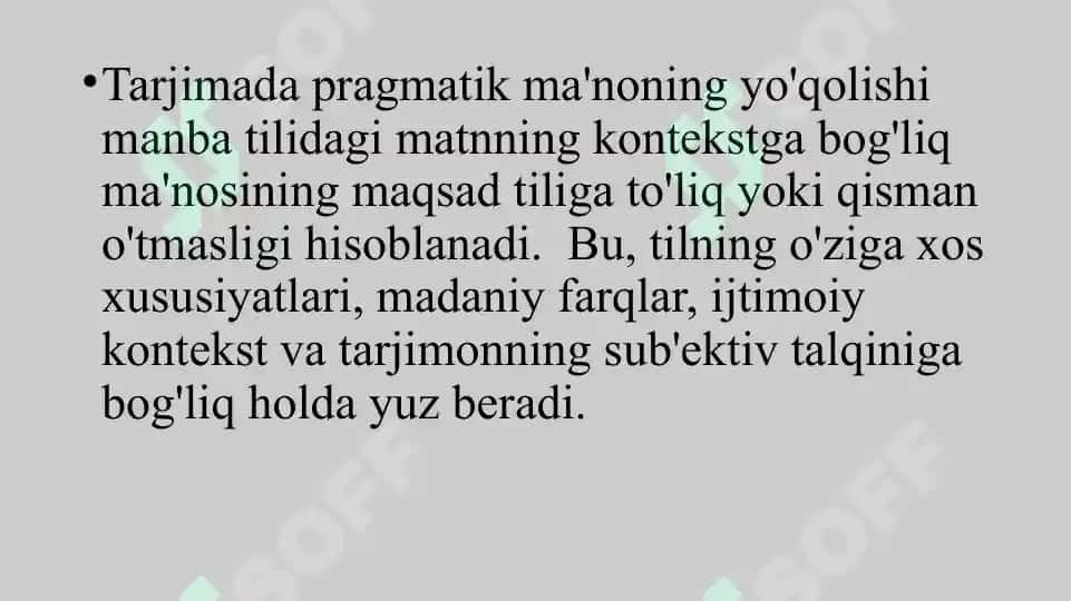Tarjimada jarayonida pragmatik ma'noning tushirib qoldirilishi 4