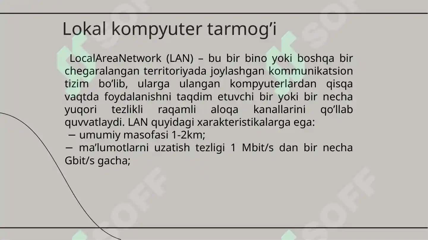 Lokal tarmoqlar (LAN) va ularning qurilish usullari. "Ethernet" texnologiyasi. 2