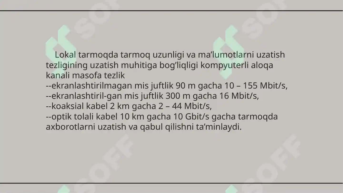 Lokal tarmoqlar (LAN) va ularning qurilish usullari. "Ethernet" texnologiyasi. 3