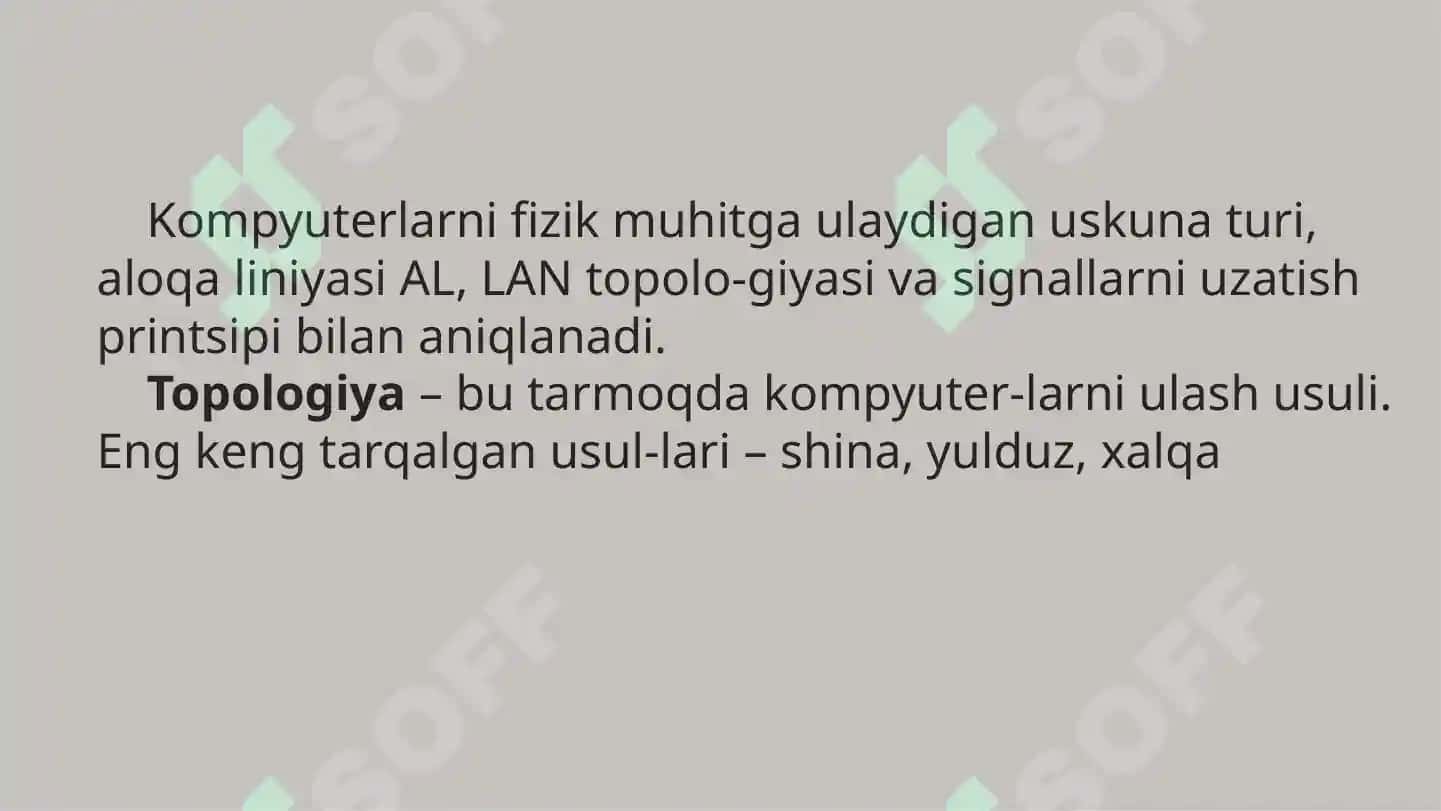 Lokal tarmoqlar (LAN) va ularning qurilish usullari. "Ethernet" texnologiyasi. 4