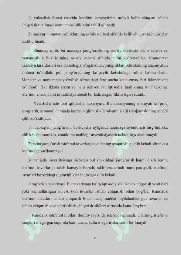 Iqtisodiyotning siklliligi ba Makoiqtisodiy barqarorlik 8