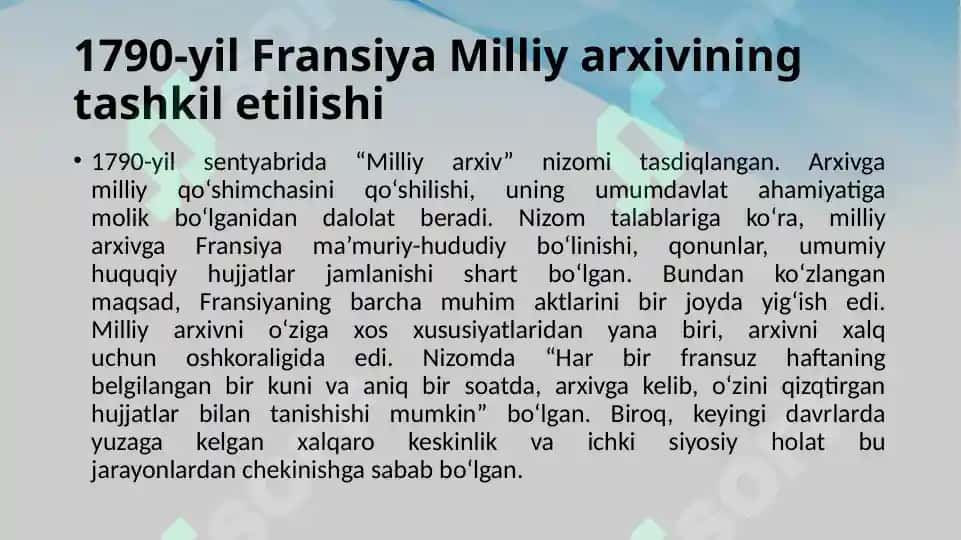 1790-yil Fransiya Milliy arxivining tashkil etilishi 7