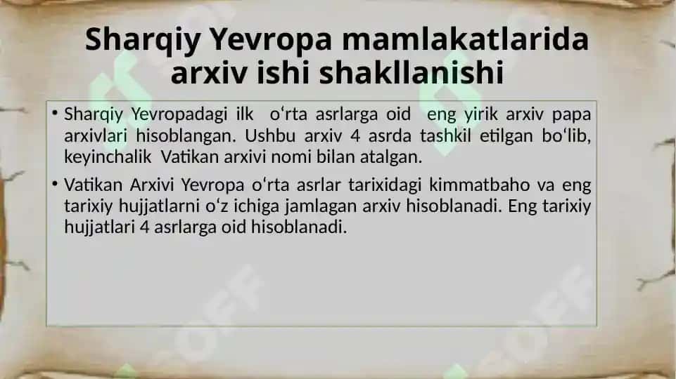 Sharqiy Yevropa mamlakatlarida arxiv ishi 4