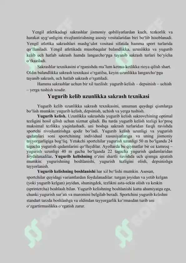 Yugurib kelib uzunlikka sakrash texnikasi 2
