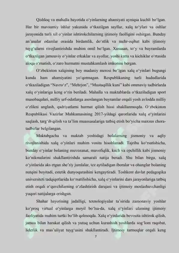 Milliy xalq oʻyinlari asosida bolalarda odob-axloqni oʻrgatish 7