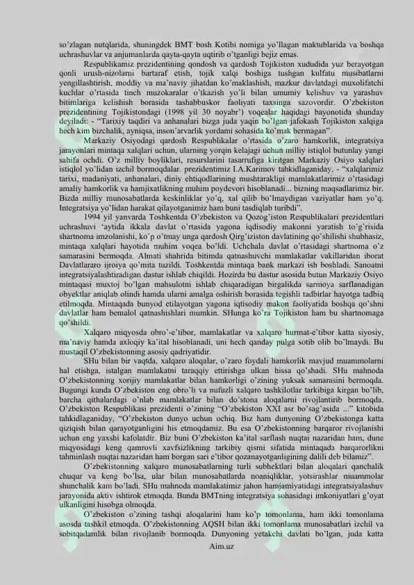 O’zbekistonning jahon hamjamiyatiga integrasiyalashuvi 4