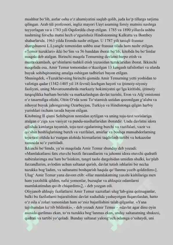 Temur tuzuklari ahmiyati 4