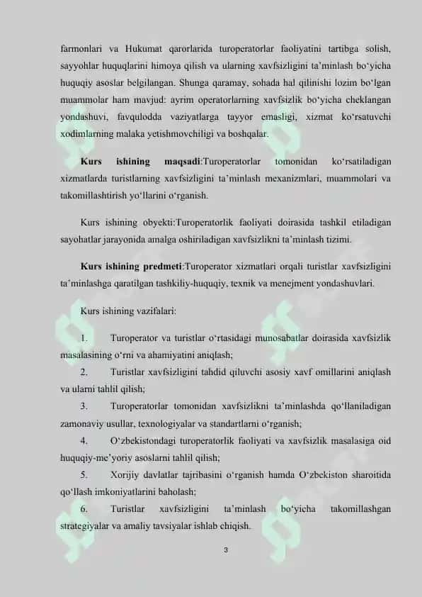 Turoperator xizmatlarida turistlar xavfsizligini ta’minlash 3