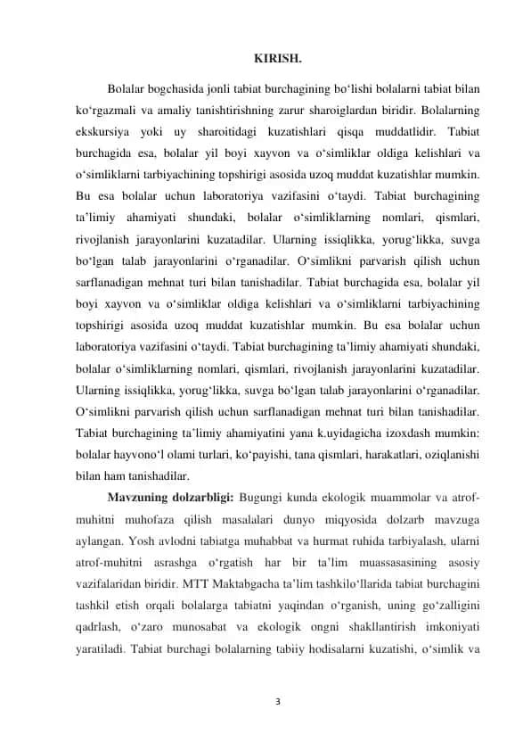 MAKTABGACHA TA’LIM TASHKILO‘LLARIDA YER MAYDONCHASINI TASHKIL ETISH.