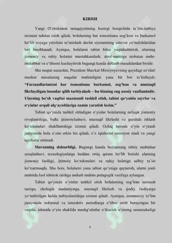 Tabiat qo`ynida turli xildagi o`yinlarni tashkil etishni mazmunini 3