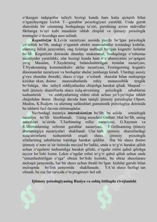 Ijtimoiy psixologiyaning asosiy zamonaviy yo‘nalishlari 2