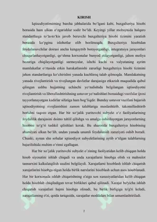 Xarajatlar tushunchasi, tarkibi va ularning hisobini yuritish 2