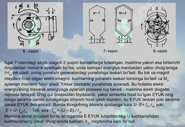 О‘zgarmas tok mashinasining generator rejimda ishlashi 8