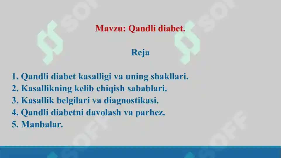 Qandli diabet. Taqdimot 15 bet. 2