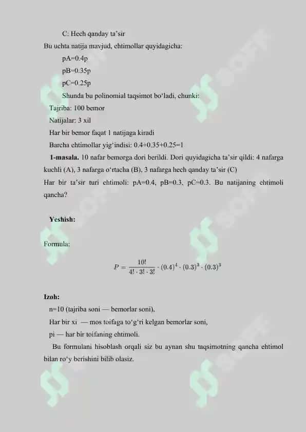Polinomial taqsimot. Referat+Savol-javob+Test+Krossword. 17 bet. 4