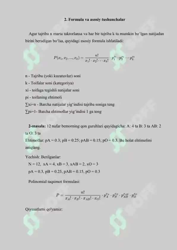 Polinomial taqsimot. Referat+Savol-javob+Test+Krossword. 17 bet. 5