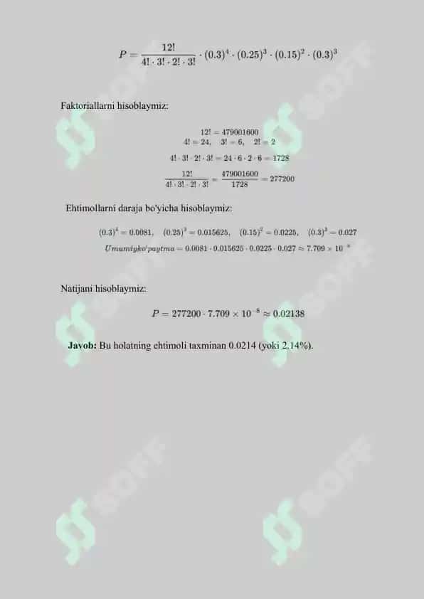 Polinomial taqsimot. Referat+Savol-javob+Test+Krossword. 17 bet. 6