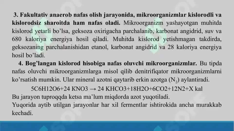 Katabolik metabolizm. Mikrob hujayrasi tomonidan energiya olish. Taqdimot 19 bet. 8
