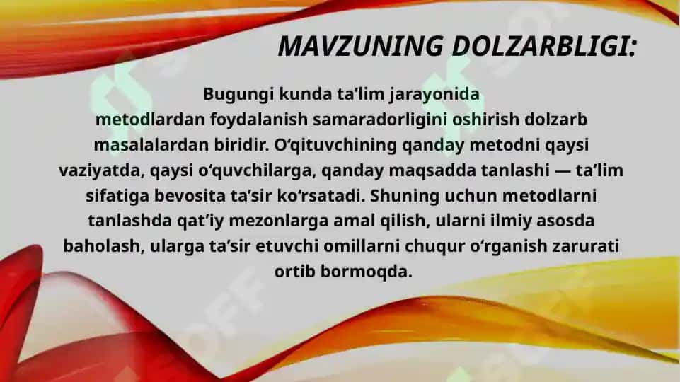 Ta'lim metodlarini tanlash mezonlari 3