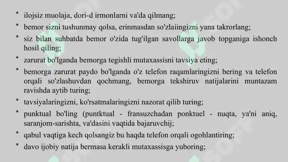 Shifokor va bemor muloqotining psixologik xususiyatlari. Taqdimot 15 bet. 4