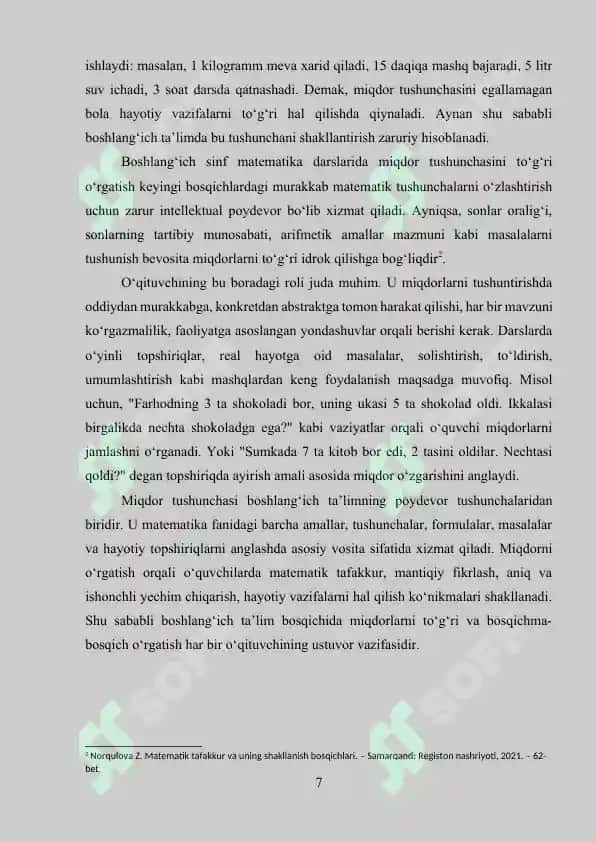 Boshlang‘ich sinflarda miqdorlarni o‘rgatish metodikasi va uning samaradorligi 7
