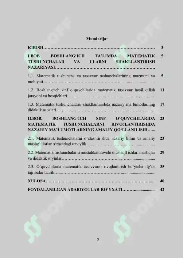 Matematik tushunchalar haqida tasavvur hosil qilishda nazariy ma’lumotlarning roli 2