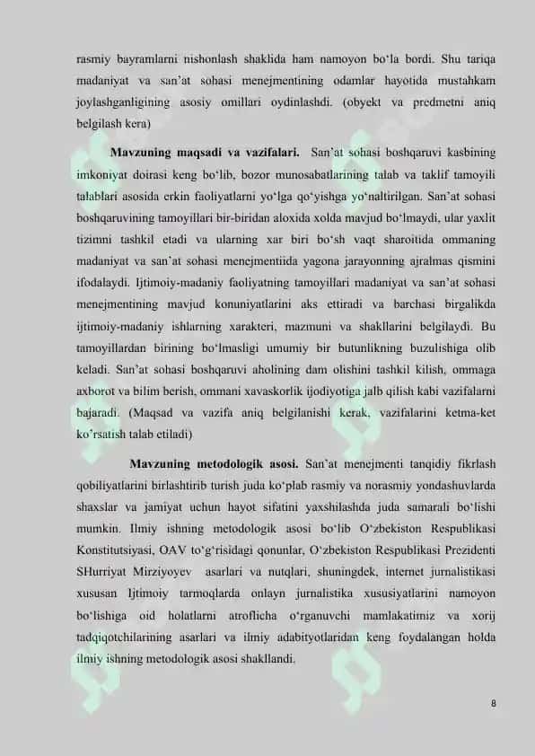MENEJERNING MADANIYAT SOHASIDAGI KASBIY MALAKASI VA USLUBLARINI REJALASHTIRISH 8