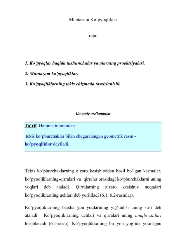 MUNTAZAM KO'PYOQLIKLAR 1