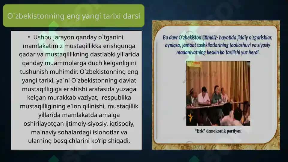 O`zbekistonning eng yangi tarixi darsi 6
