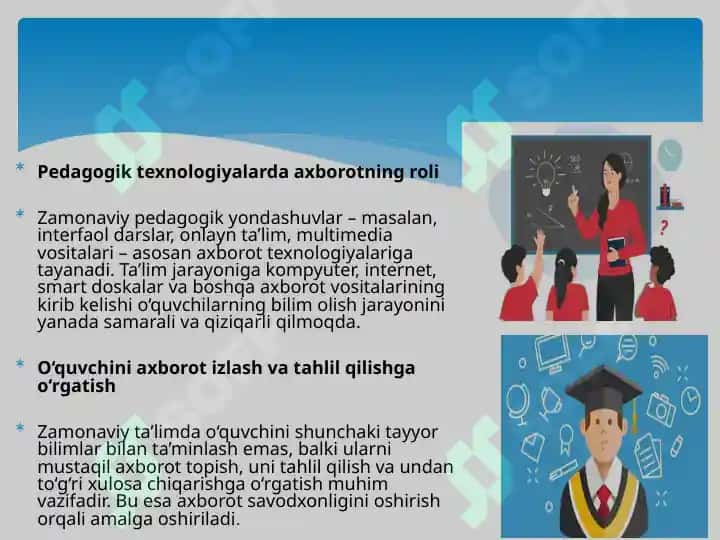 Axborotning ta'lim jarayonida o'rni va ahamiyati 4