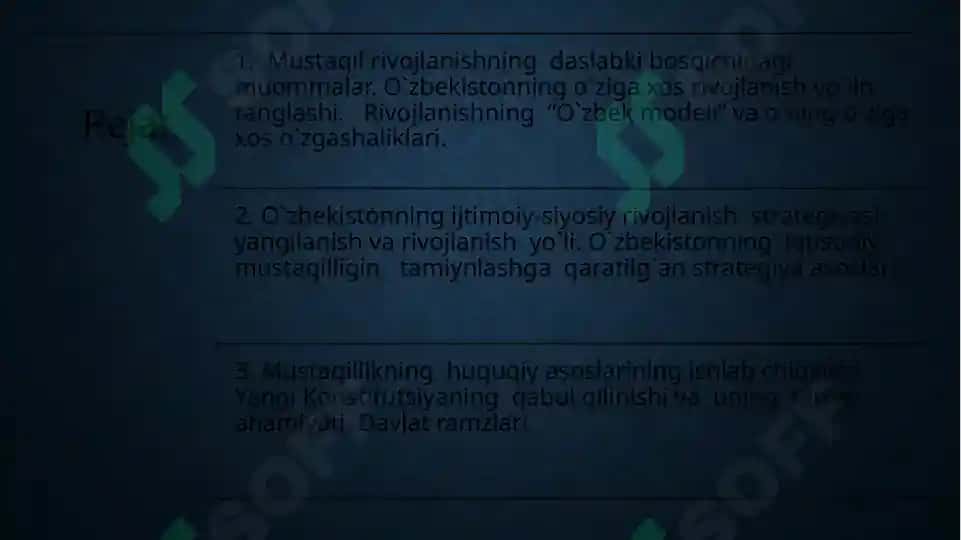 O`zbekistonning o`ziga xos istiqlol va taraqqiyot yo`li 2