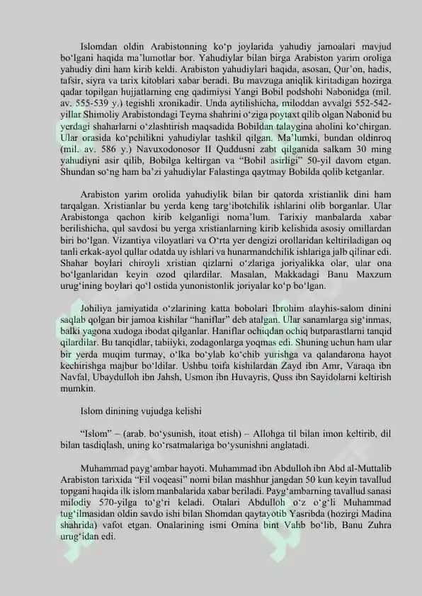 ISLOM DINI TARIXI VA MOXIYATI 2